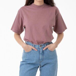 Los Angeles Apparel | Short Sleeve Garment Dye Mockneck T-Shirt | Mauve